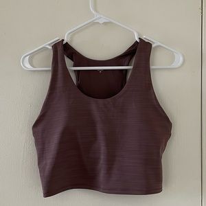 Athleta Ultimate Crop A-C Sports Bra in Space-Dye Almond